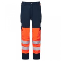 Leo Workwear Winswell Women's Stretch Cargo Trousers Hi-Vis Orange / Navy